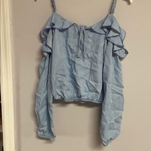 off the shoulder ruffled blouse